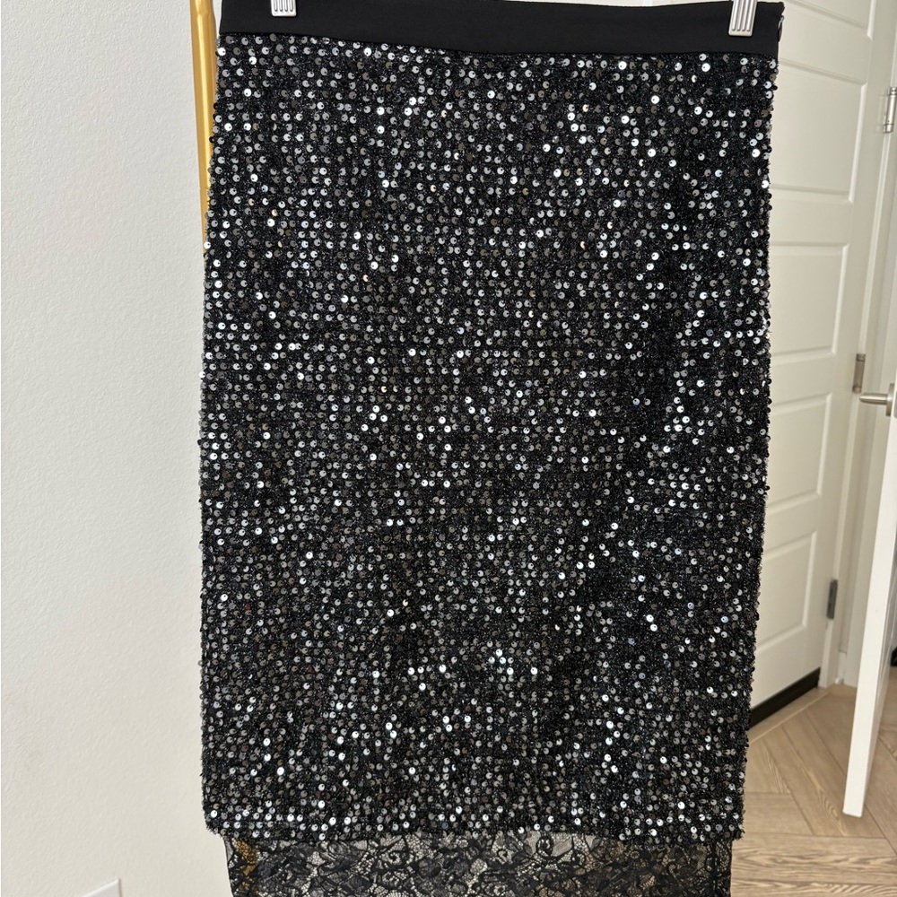 Elegant Black Sequin Skirt